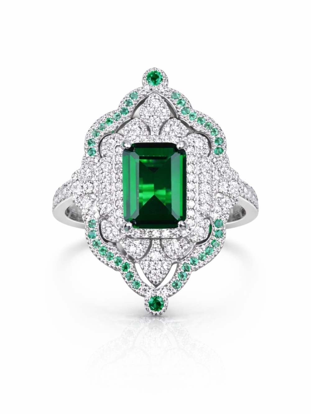 Art Deco Adjustable Green Filigree Statement Ring